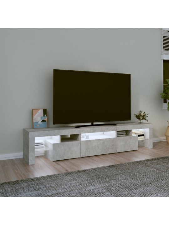 TV skříňka s LED osvětlením betonově šedá 200x36,5x40 cm