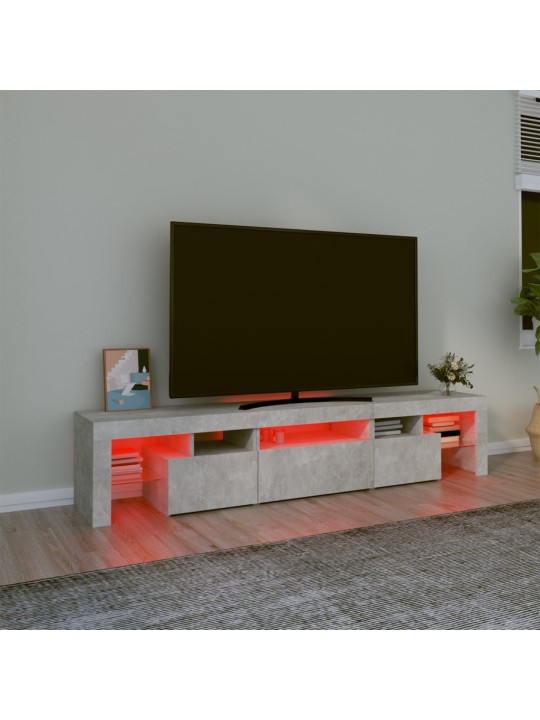 TV skříňka s LED osvětlením betonově šedá 200x36,5x40 cm