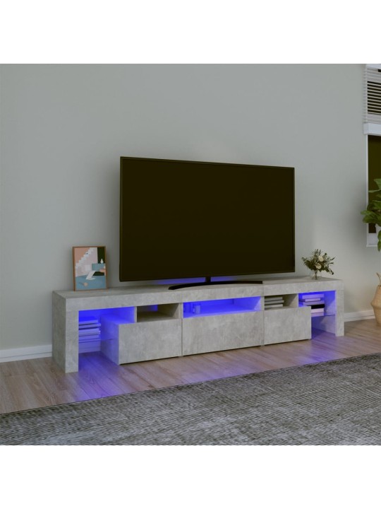 TV skříňka s LED osvětlením betonově šedá 200x36,5x40 cm