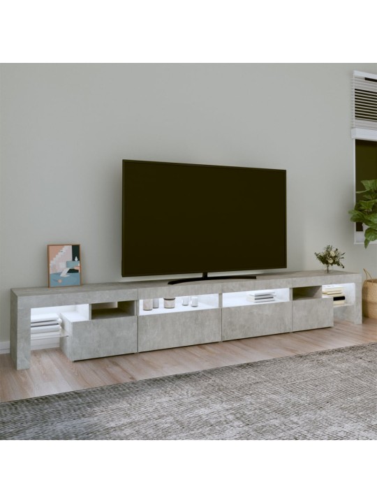 TV skříňka s LED osvětlením betonově šedá 260x36,5x40 cm