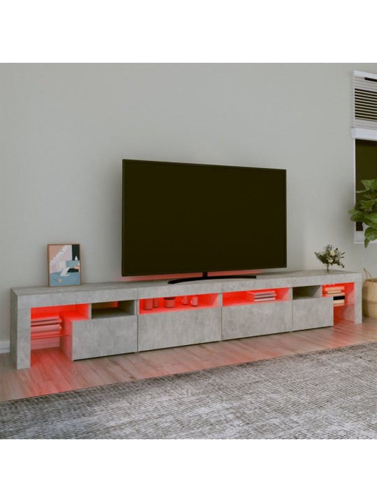 TV skříňka s LED osvětlením betonově šedá 260x36,5x40 cm