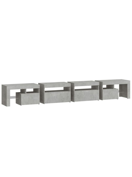 TV skříňka s LED osvětlením betonově šedá 260x36,5x40 cm