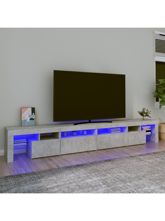 TV skříňka s LED osvětlením betonově šedá 260x36,5x40 cm