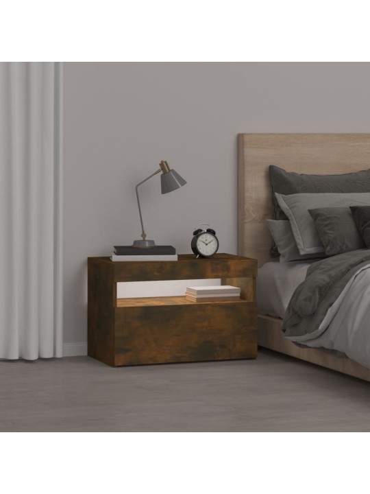 Noční stolek s LED osvětlením kouřový dub 60 x 35 x 40 cm