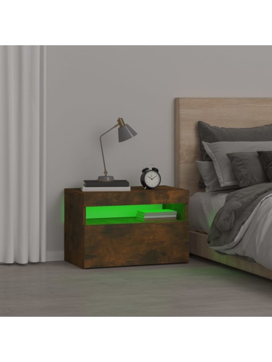 Noční stolek s LED osvětlením kouřový dub 60 x 35 x 40 cm