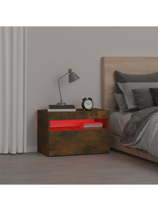 Noční stolek s LED osvětlením kouřový dub 60 x 35 x 40 cm