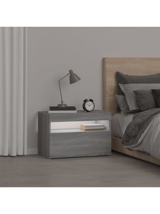 Noční stolek s led osvětlením šedý sonoma 60 x 35 x 40 cm