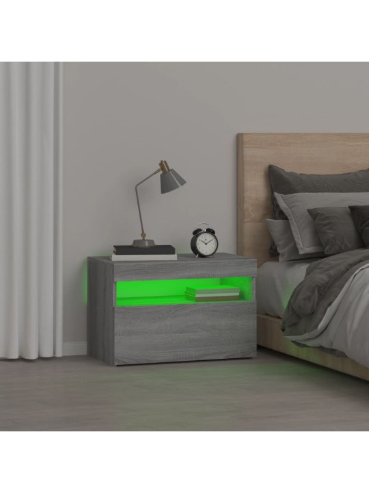 Noční stolek s led osvětlením šedý sonoma 60 x 35 x 40 cm