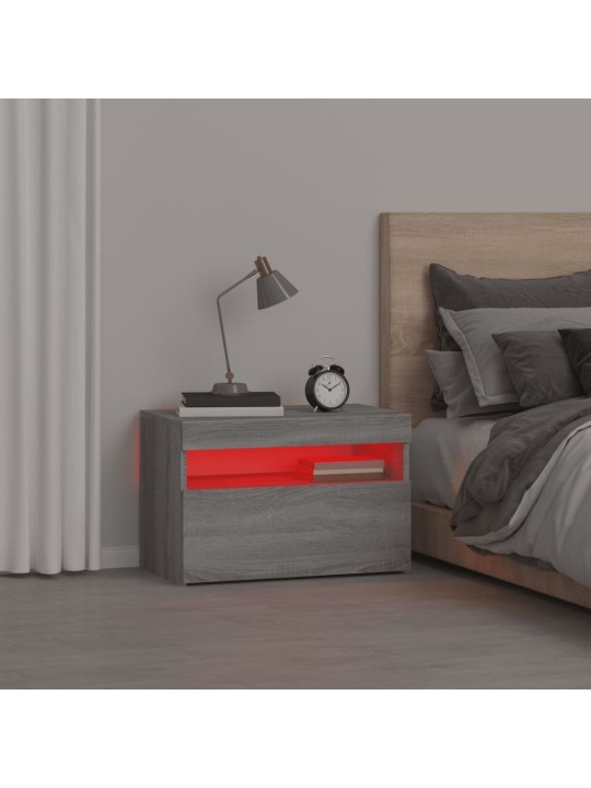 Noční stolek s led osvětlením šedý sonoma 60 x 35 x 40 cm