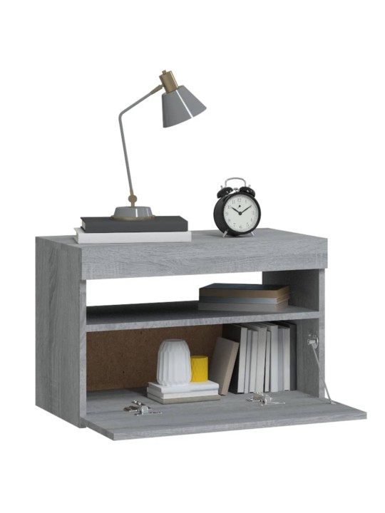 Noční stolek s led osvětlením šedý sonoma 60 x 35 x 40 cm