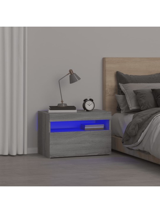 Noční stolek s led osvětlením šedý sonoma 60 x 35 x 40 cm