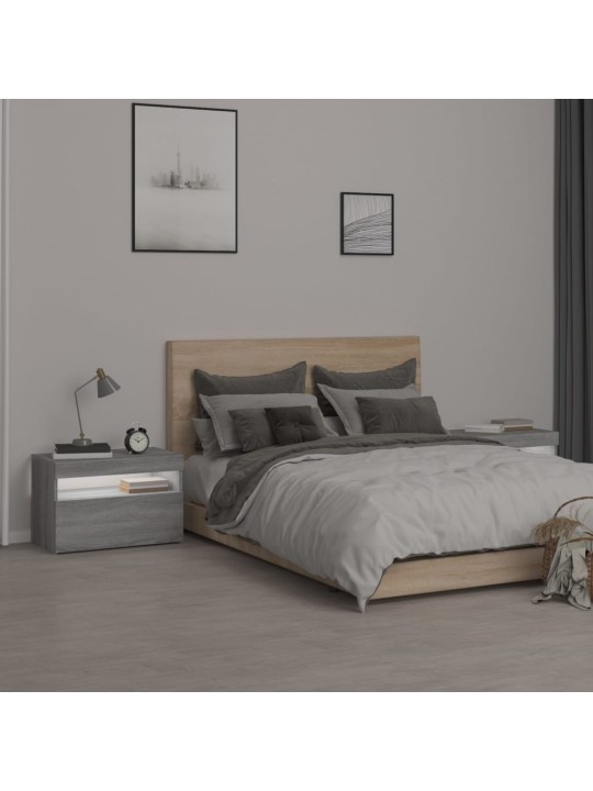 Noční stolky 2 ks s led osvětlením šedé sonoma 60 x 35 x 40 cm