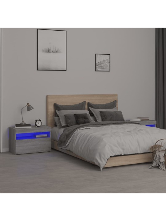 Noční stolky 2 ks s led osvětlením šedé sonoma 60 x 35 x 40 cm