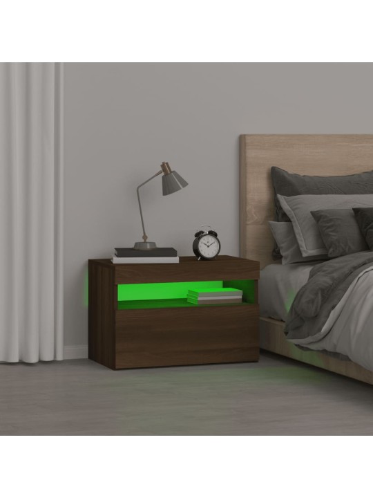 Noční stolek s led osvětlením hnědý dub 60 x 35 x 40 cm
