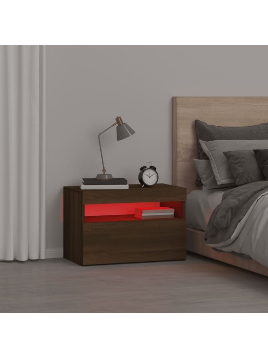 Noční stolek s led osvětlením hnědý dub 60 x 35 x 40 cm