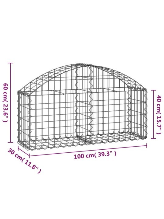 Klenutý gabionový koš 100 x 30 x 40/60 cm pozinkované železo