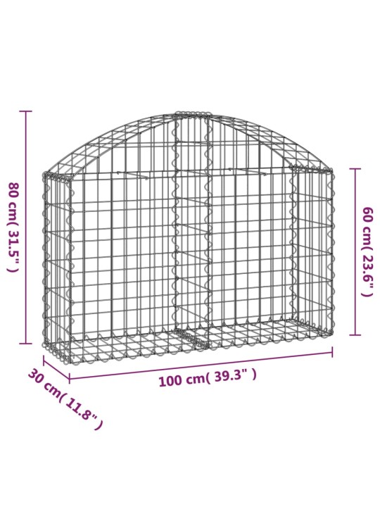 Klenutý gabionový koš 100 x 30 x 60/80 cm pozinkované železo