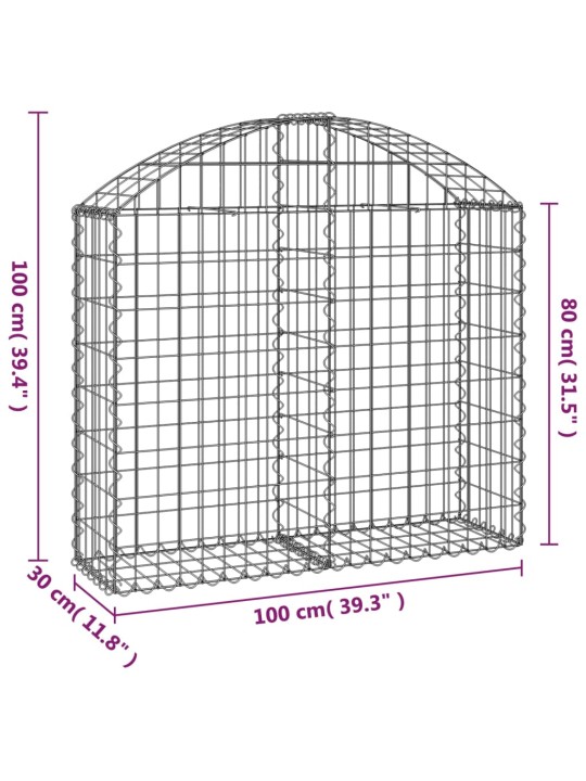 Klenutý gabionový koš 100 x 30 x 80/100 cm pozinkované železo