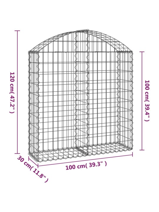 Klenutý gabionový koš 100 x 30 x 100/120 cm pozinkované železo