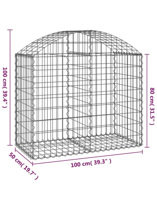 Klenutý gabionový koš 100 x 50 x 80/100 cm pozinkované železo