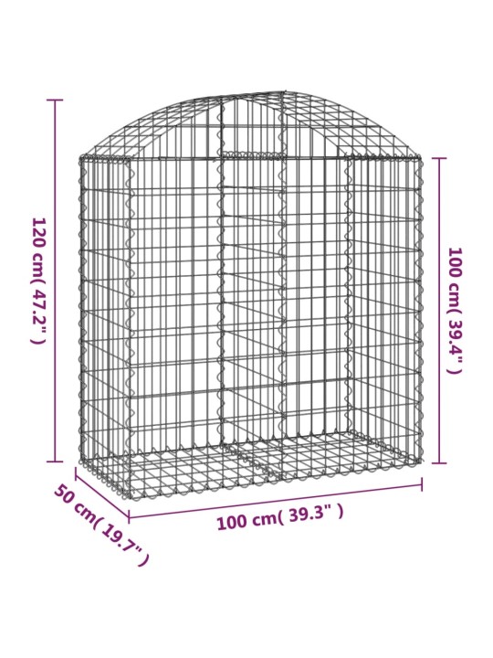 Klenutý gabionový koš 100 x 50 x 100/120 cm pozinkované železo