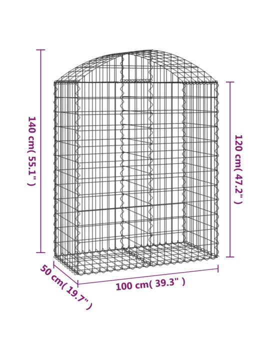 Klenutý gabionový koš 100 x 50 x 120/140 cm pozinkované železo