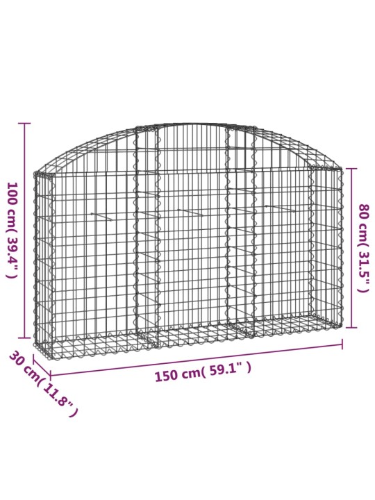 Klenutý gabionový koš 150 x 30 x 80/100 cm pozinkované železo