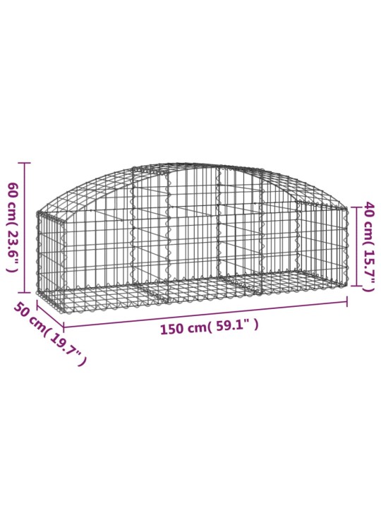 Klenutý gabionový koš 150 x 50 x 40/60 cm pozinkované železo