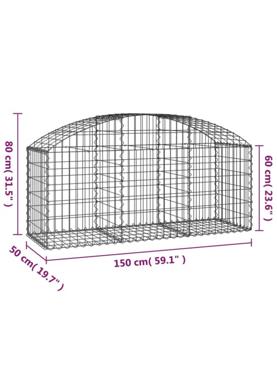 Klenutý gabionový koš 150 x 50 x 60/80 cm pozinkované železo