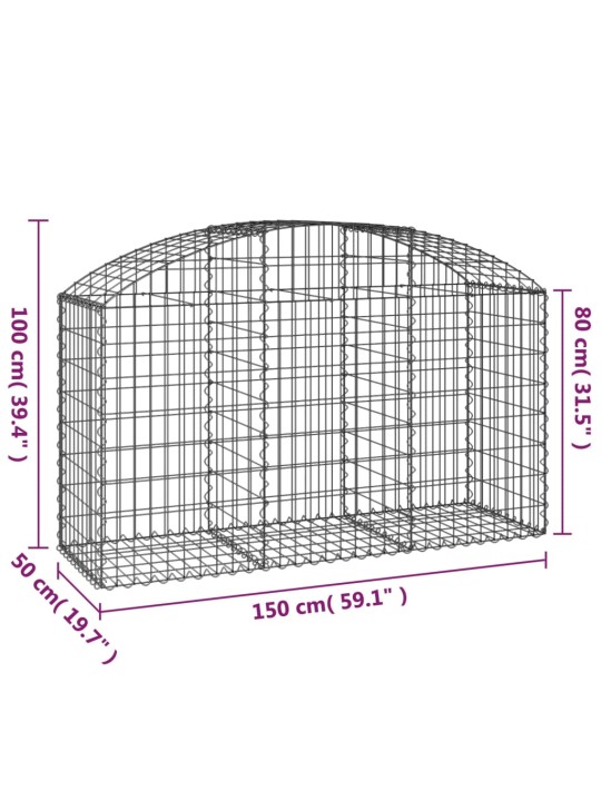 Klenutý gabionový koš 150 x 50 x 80/100 cm pozinkované železo
