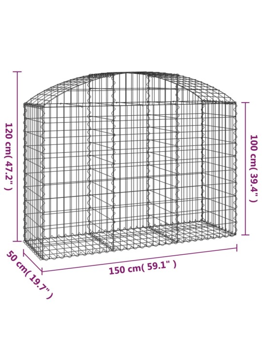 Klenutý gabionový koš 150 x 50 x 100/120 cm pozinkované železo