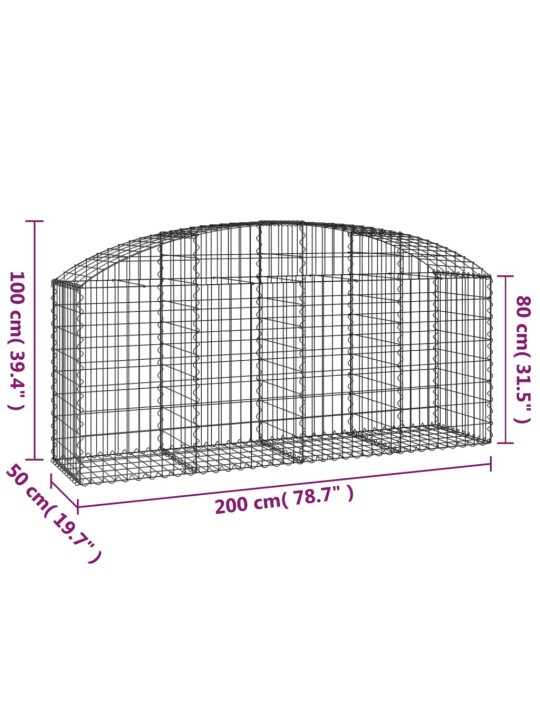 Klenutý gabionový koš 200 x 50 x 80/100 cm pozinkované železo