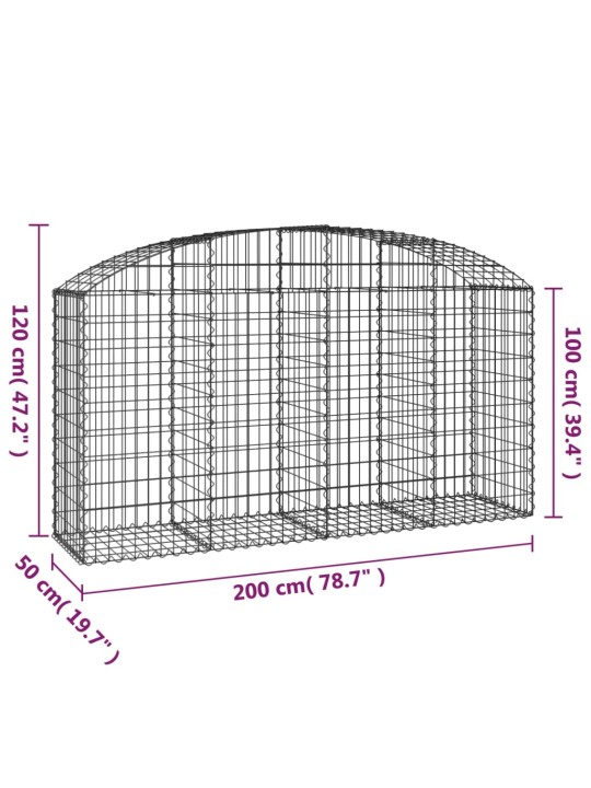 Klenutý gabionový koš 200 x 50 x 100/120 cm pozinkované železo