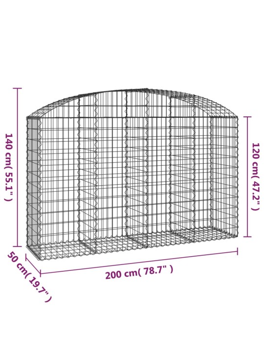 Klenutý gabionový koš 200 x 50 x 120/140 cm pozinkované železo