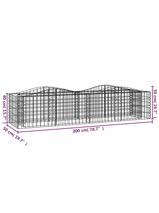 Klenutý gabion vyvýšený záhon 200x50x50 cm pozinkované železo