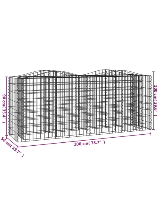 Klenutý gabion vyvýšený záhon 200x50x100 cm pozinkované železo
