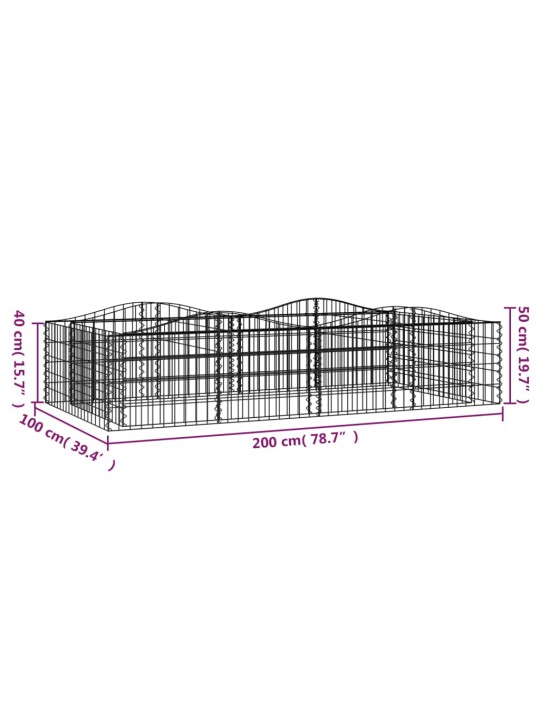 Klenutý gabion vyvýšený záhon 200x100x50 cm pozinkované železo
