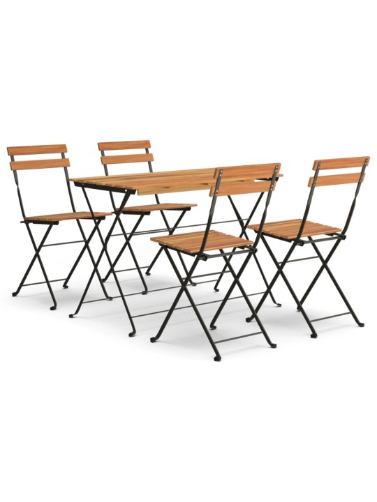 5dílný skládací bistro set masivní akáciové dřevo a ocel
