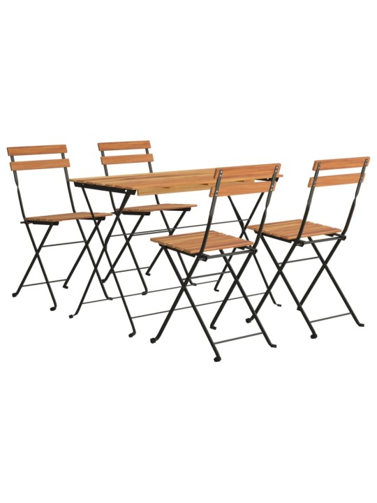 5dílný skládací bistro set masivní akáciové dřevo a ocel