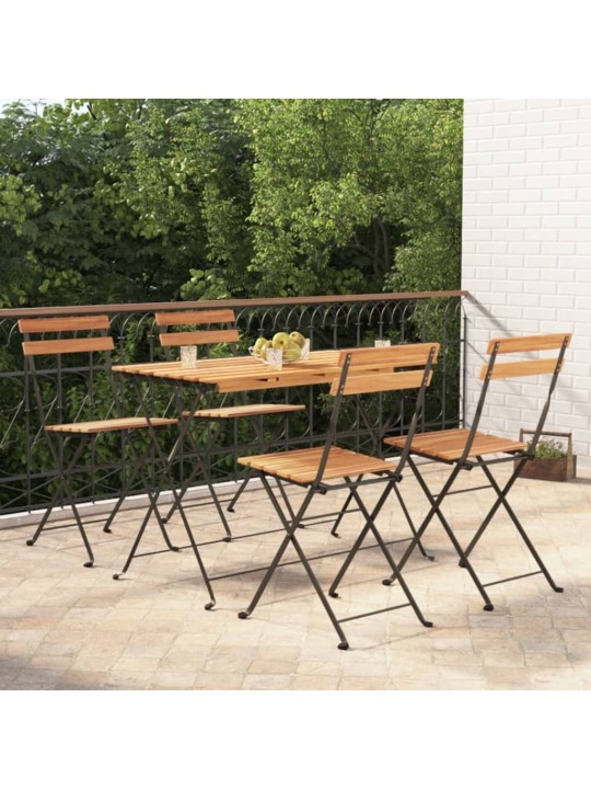 5dílný skládací bistro set masivní akáciové dřevo a ocel