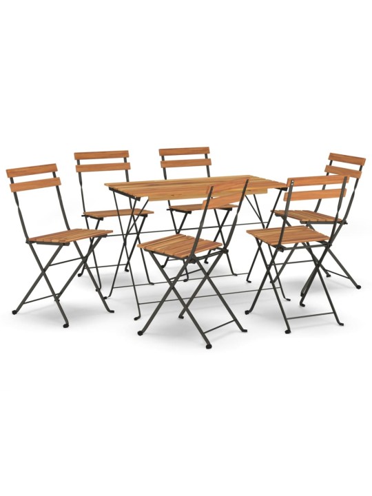7dílný skládací bistro set masivní akáciové dřevo a ocel