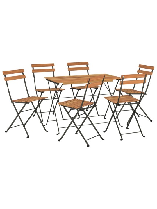 7dílný skládací bistro set masivní akáciové dřevo a ocel