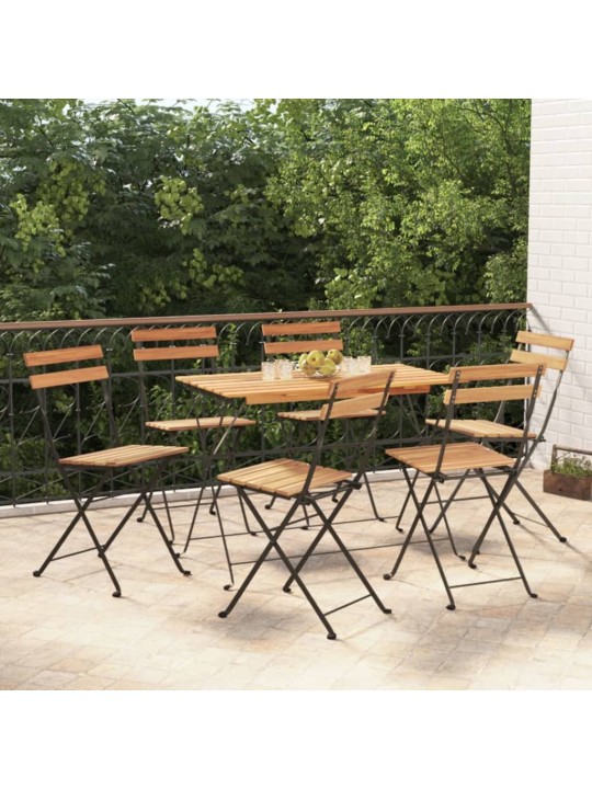 7dílný skládací bistro set masivní akáciové dřevo a ocel