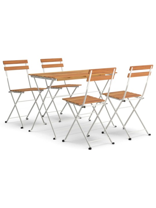 5dílný skládací bistro set masivní akáciové dřevo a ocel