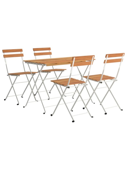 5dílný skládací bistro set masivní akáciové dřevo a ocel