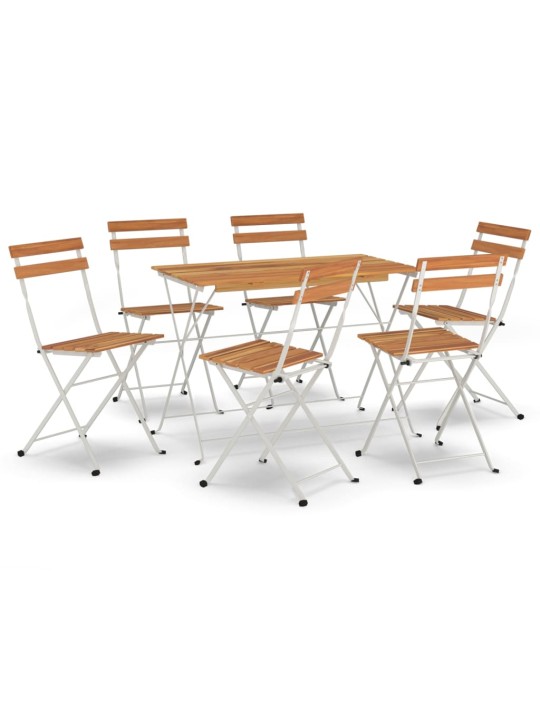 7dílný skládací bistro set masivní akáciové dřevo a ocel