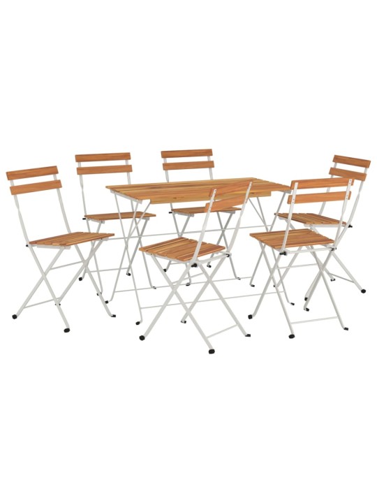 7dílný skládací bistro set masivní akáciové dřevo a ocel