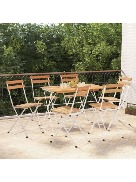 7dílný skládací bistro set masivní akáciové dřevo a ocel