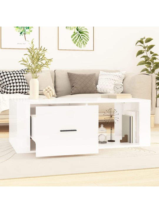 Konferenční stolek lesklý bílý 100x50,5x35 cm kompozitní dřevo
