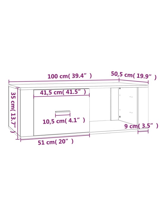 Konferenční stolek betonově šedý 100x50,5x35cm kompozitní dřevo